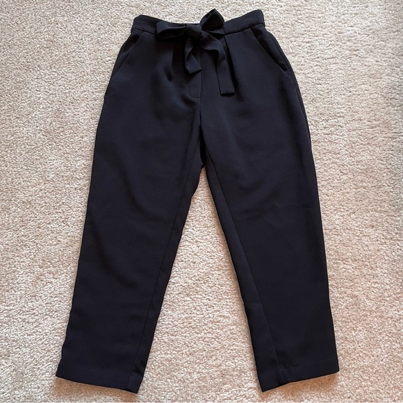 BCBGeneration Black Tie Front Elastic Waist Pull On Cropped Pants Size XXS Women - Picture 1 of 8
